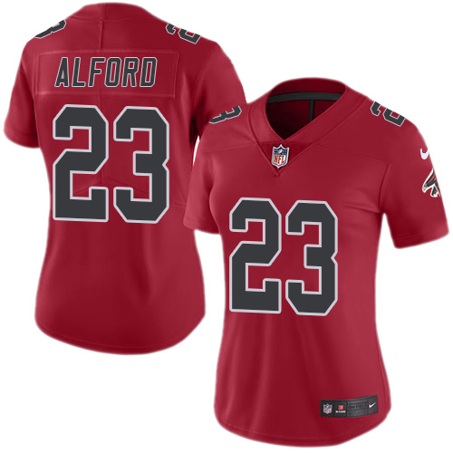 Nike Falcons #23 Robert Alford Red Women's Stitched NFL Limited Rush Jersey